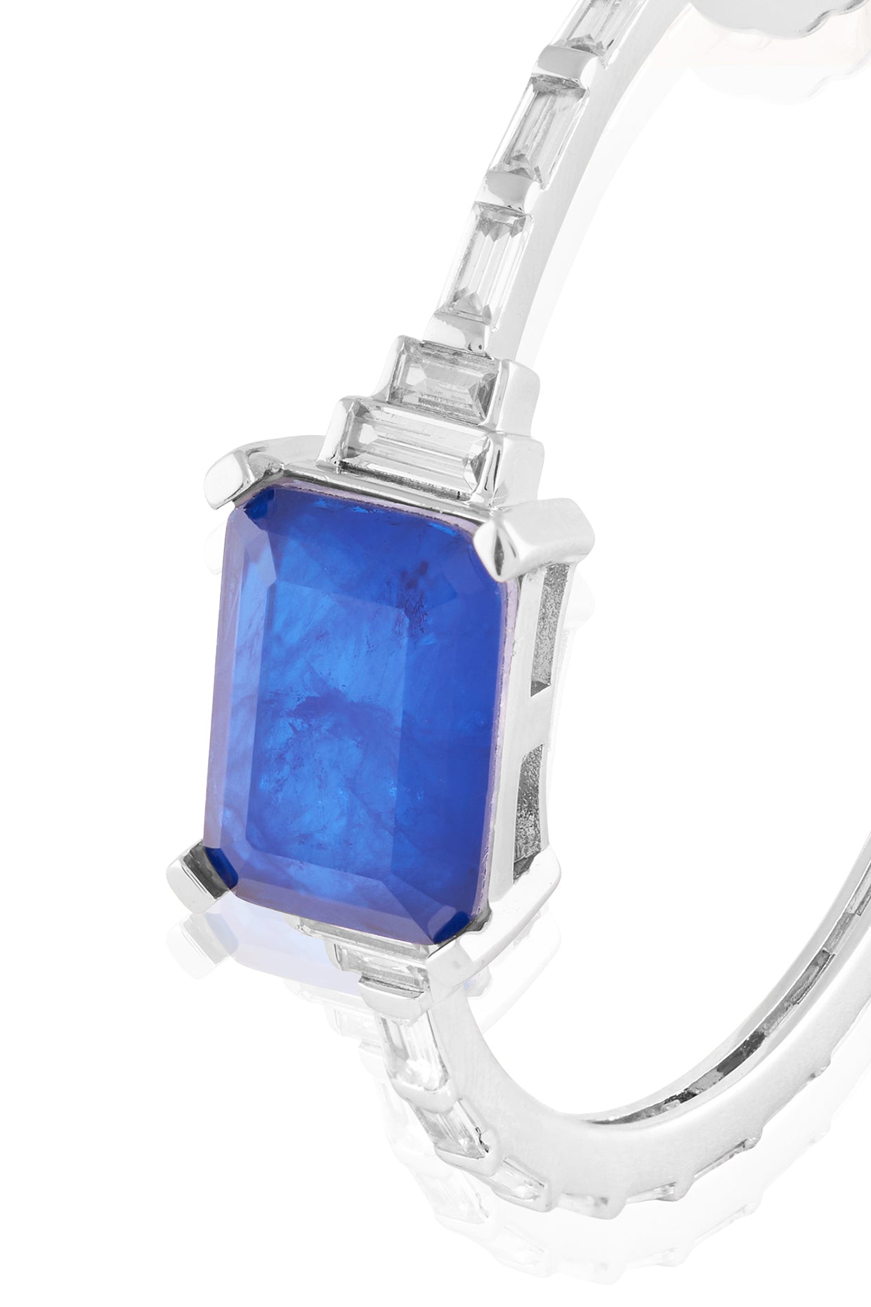 Aureline Sapphire Hoops In Rhodium Plated