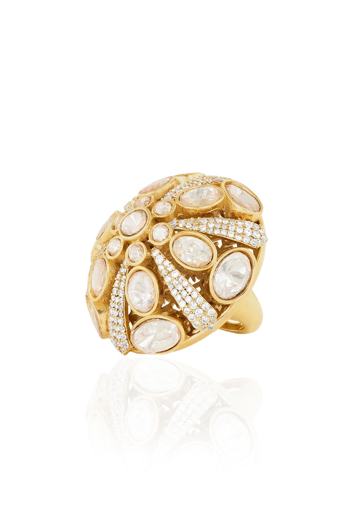 Polki Maharani Crest Statement Ring