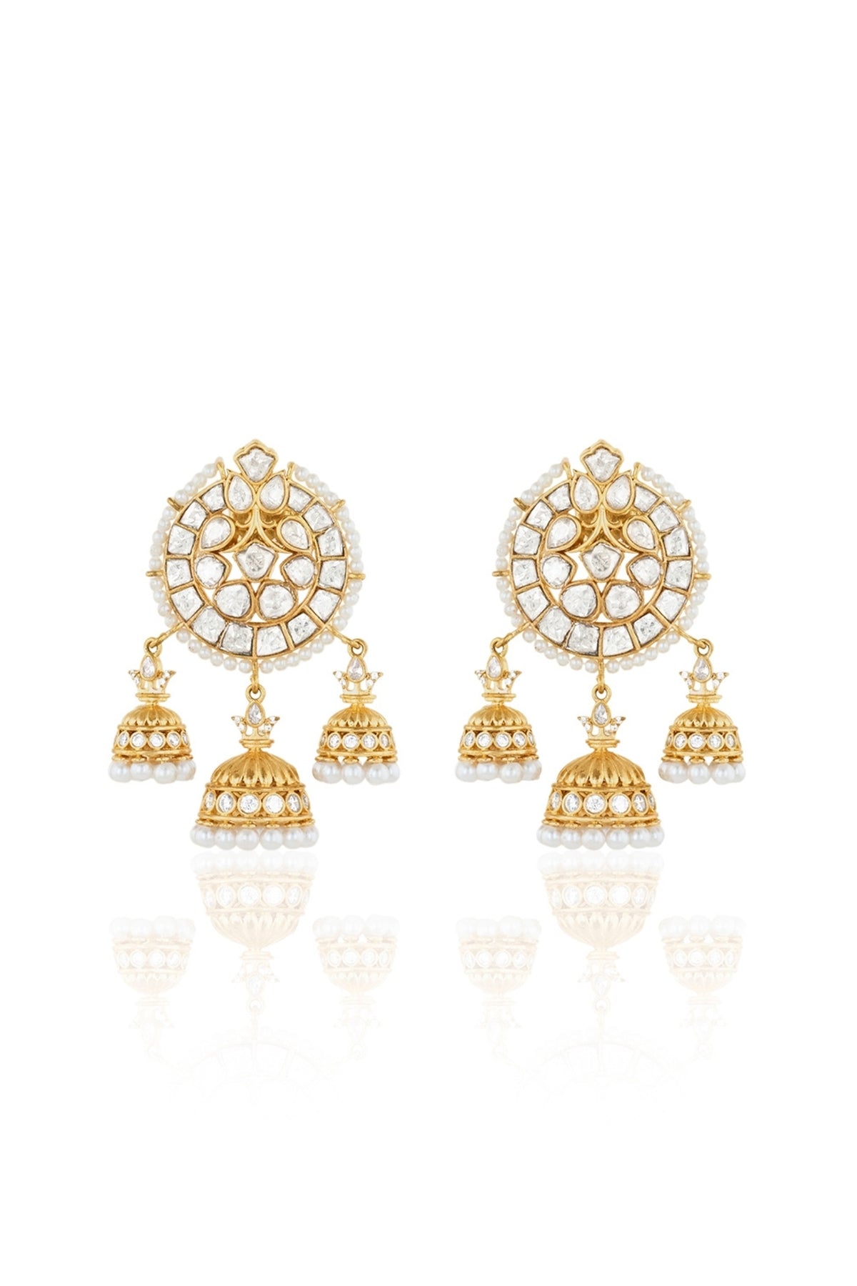 Polki Gilded Jhumka Earrings