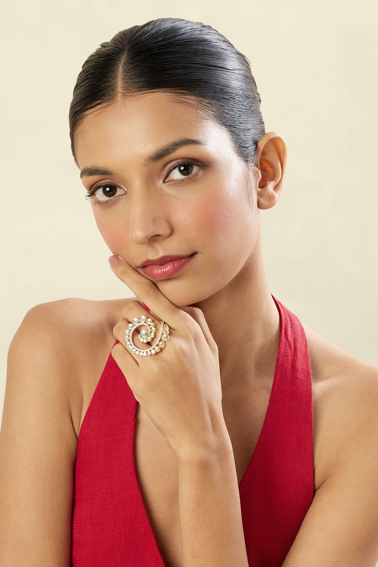 Orvalho Spiral Ring In 18Kt Gold Plated