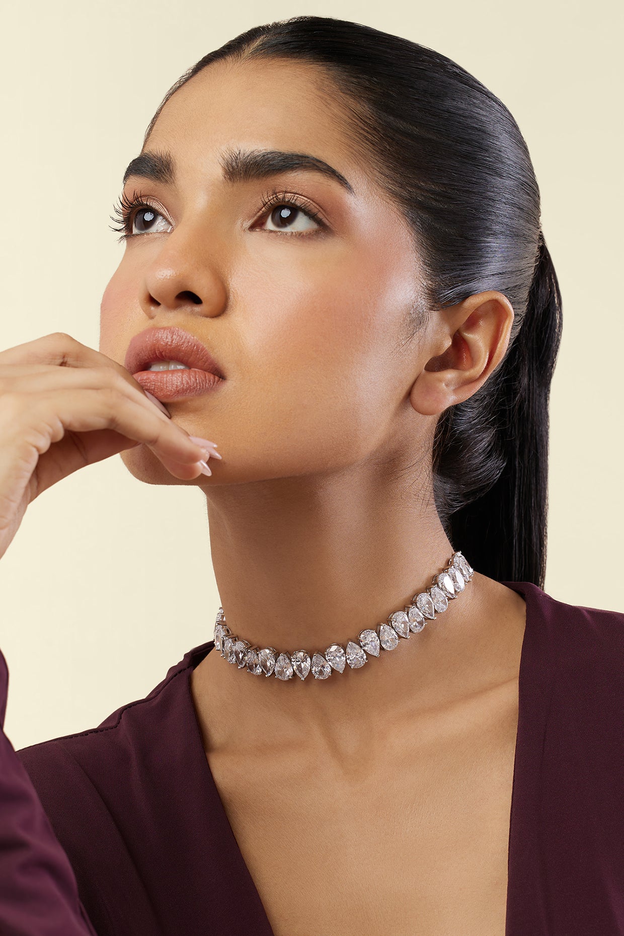 Elysian Choker Necklace In Rhodium Plating