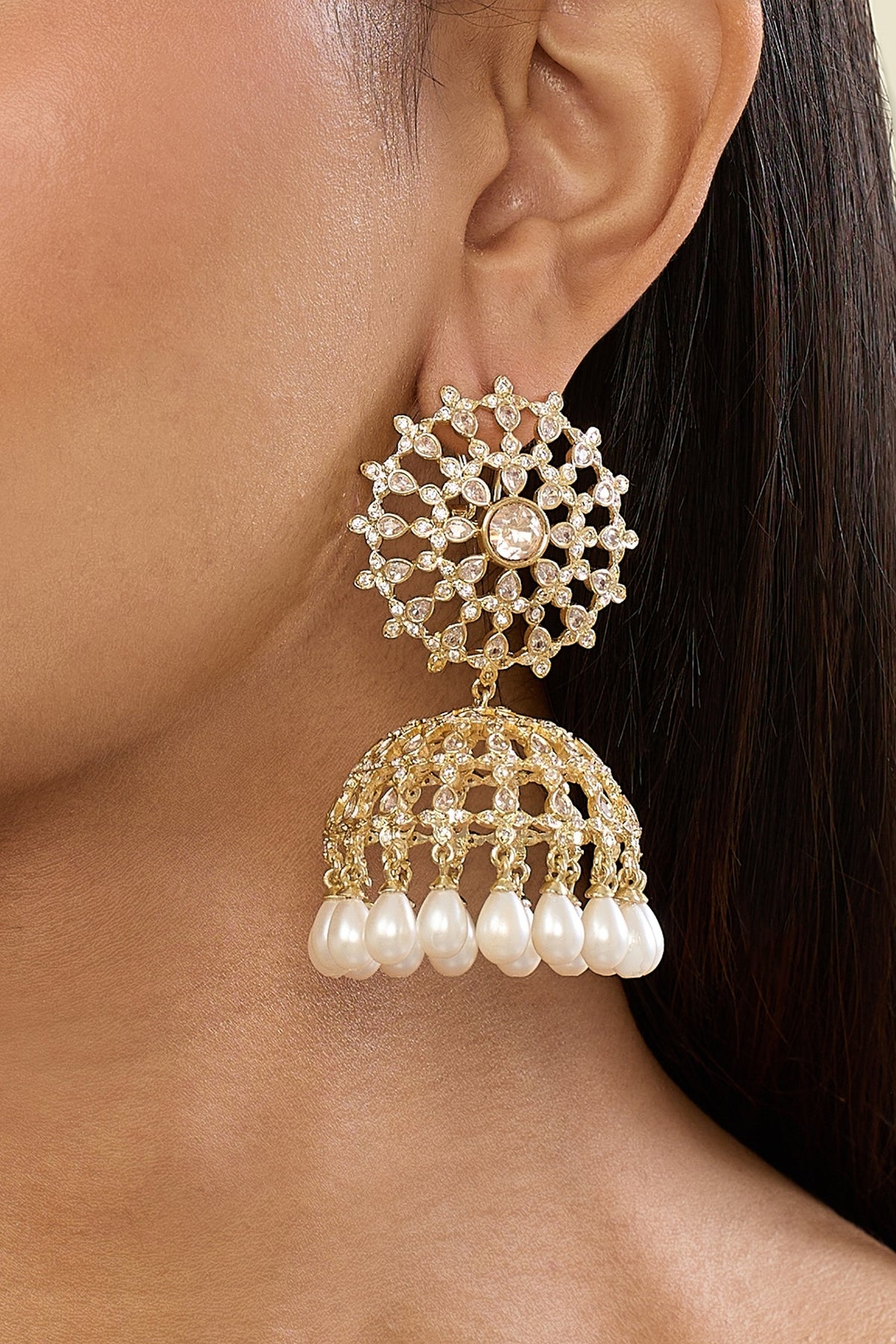 Polki Coronelle Pearl Statement Earrings