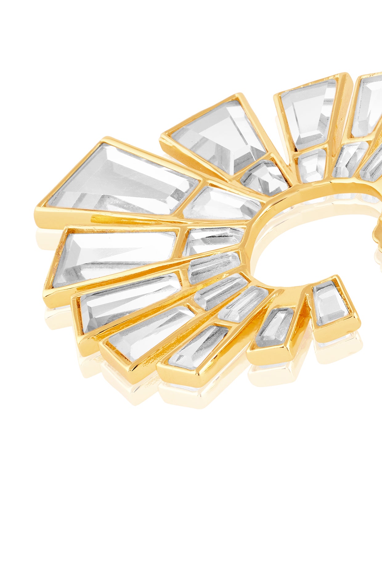 Angel Dust Baguette Mirror Orange Peal Earring 18Kt Gold Plated