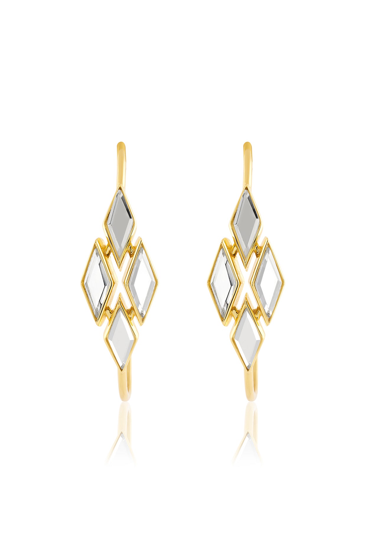 Demi Goddess Rhombus Mirror Hoop Earrings 18Kt Gold Plated