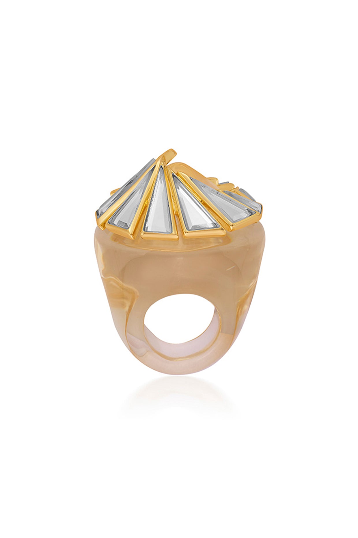 Demi Goddess Irregular Mirror and Resin Swirl Statement Ring 18Kt Gold Plated