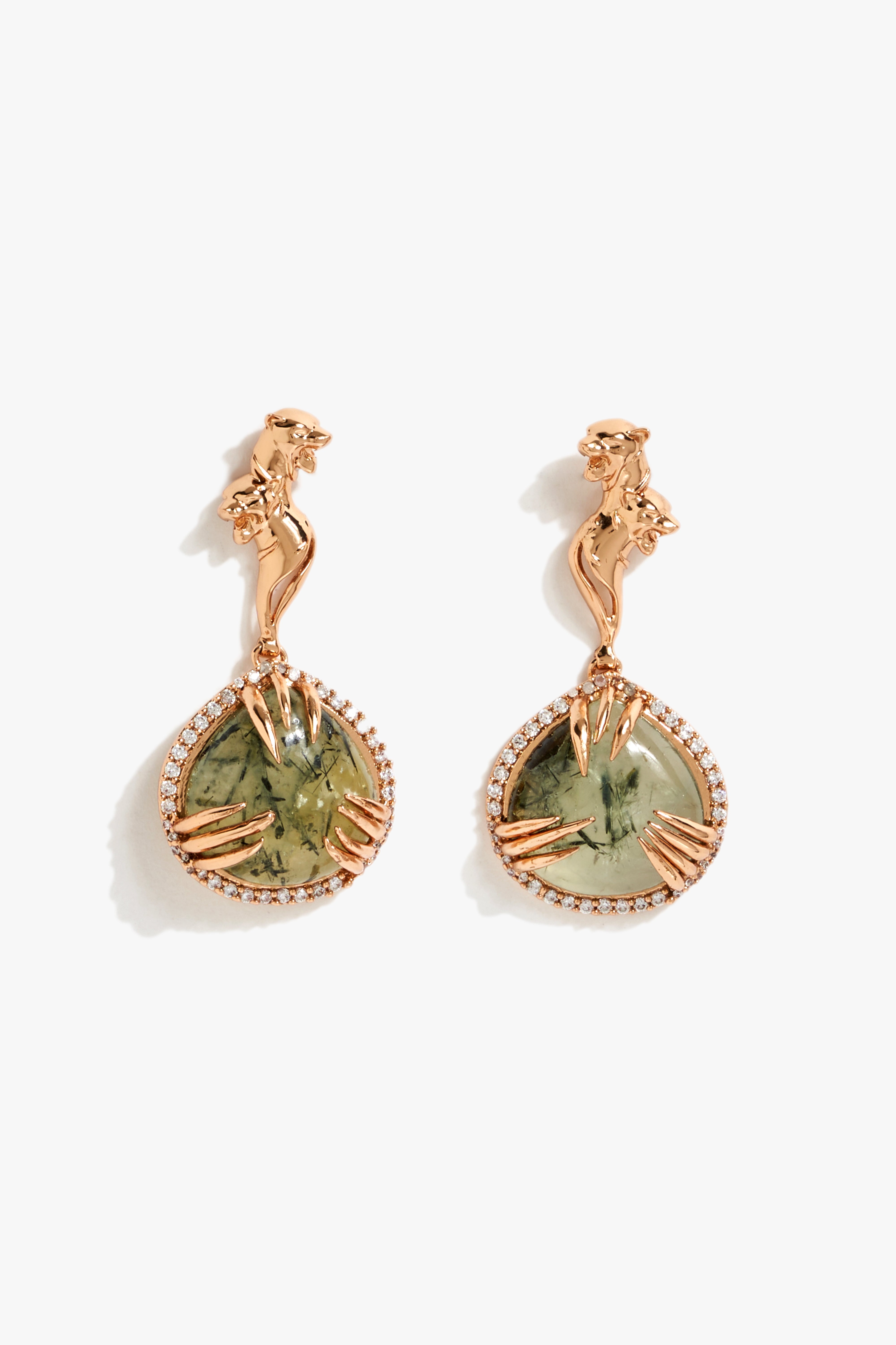 La Leopard Claw Drop Earrings in Prehnite
