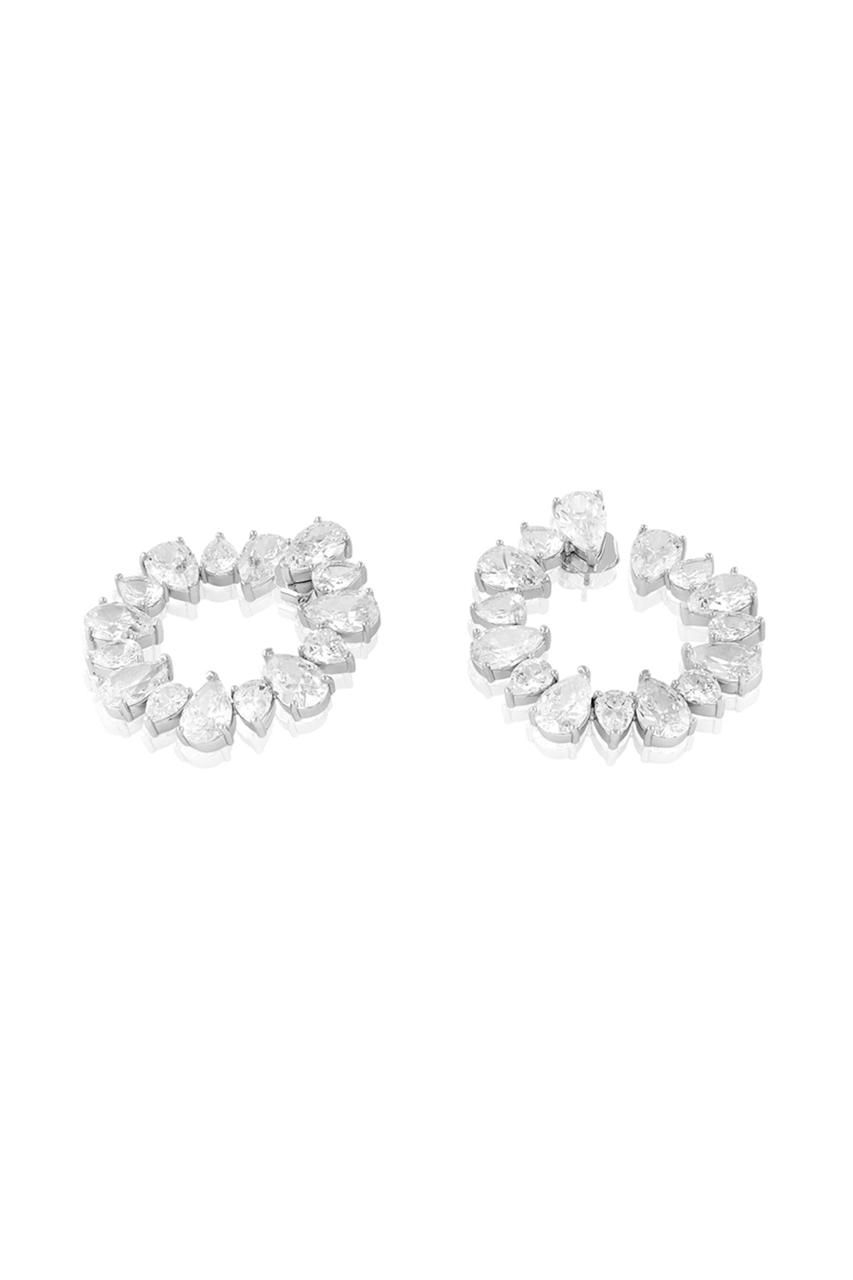 Eternal Glow Circle Studs In Rhodium Plating