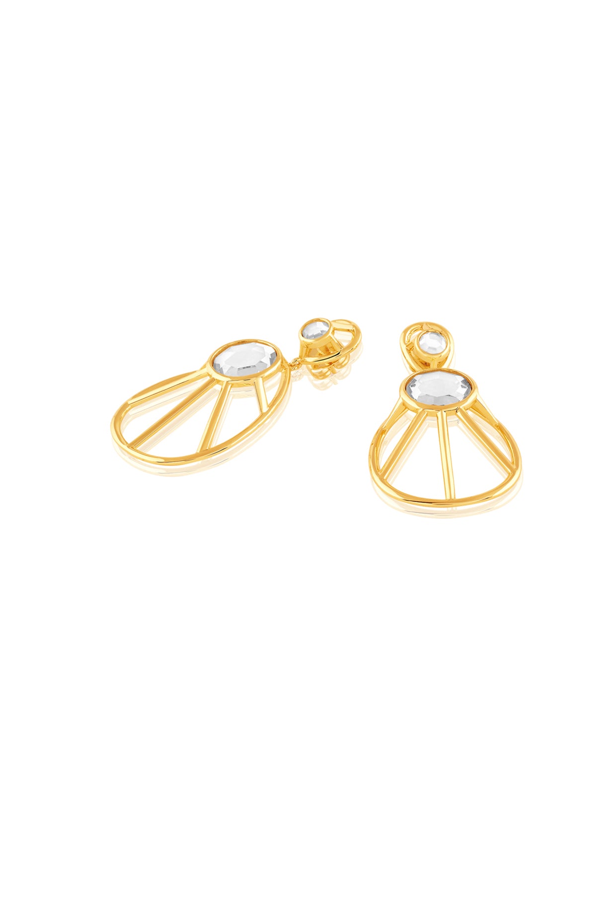 Ayaana Filigree And Mirror Drop Earrings 18Kt Gold Plated