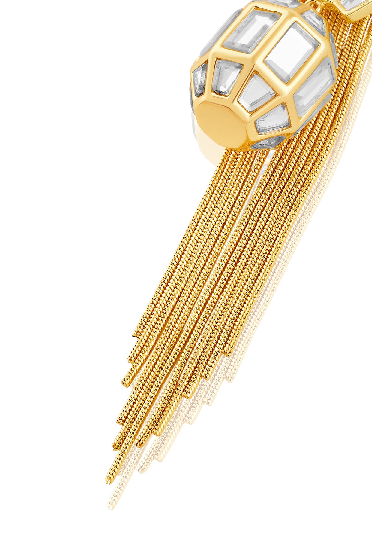 Bombay Deco Tassel Statement Mirror Earrings InGold 18Kt Gold Plated