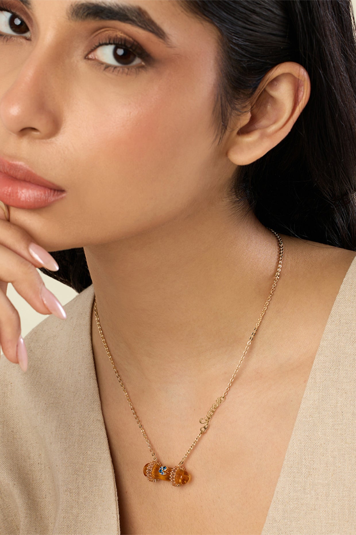 Citrine Pendant Necklace In 18kt Gold Plated