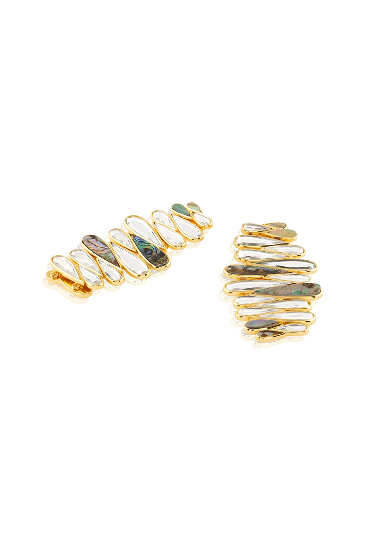 Demi Goddess Mother of Pearl & Mirror Cascading Earring 18Kt Gold Plated
