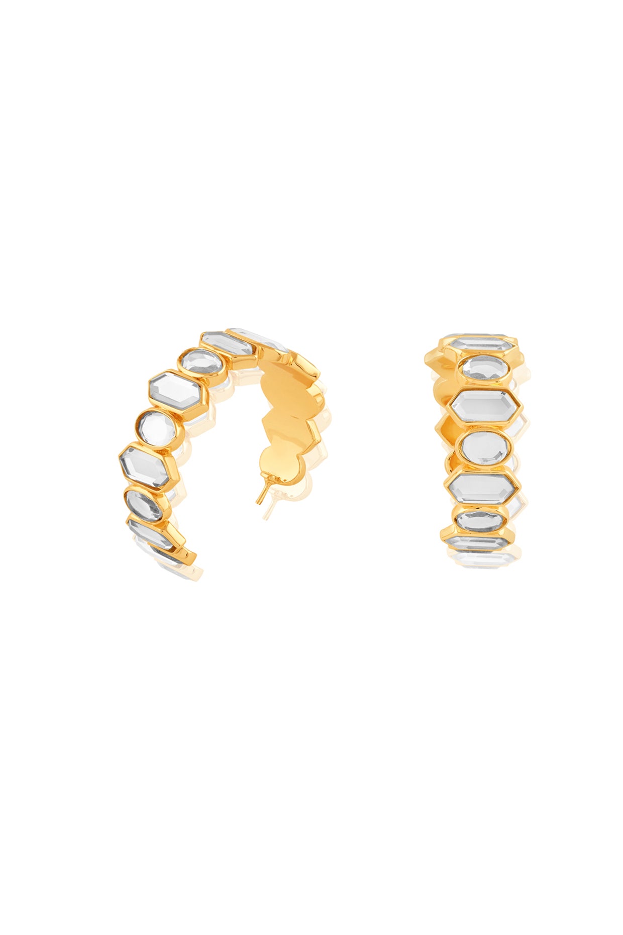 Mosaico Mirror Hoops In 18Kt Gold Plated