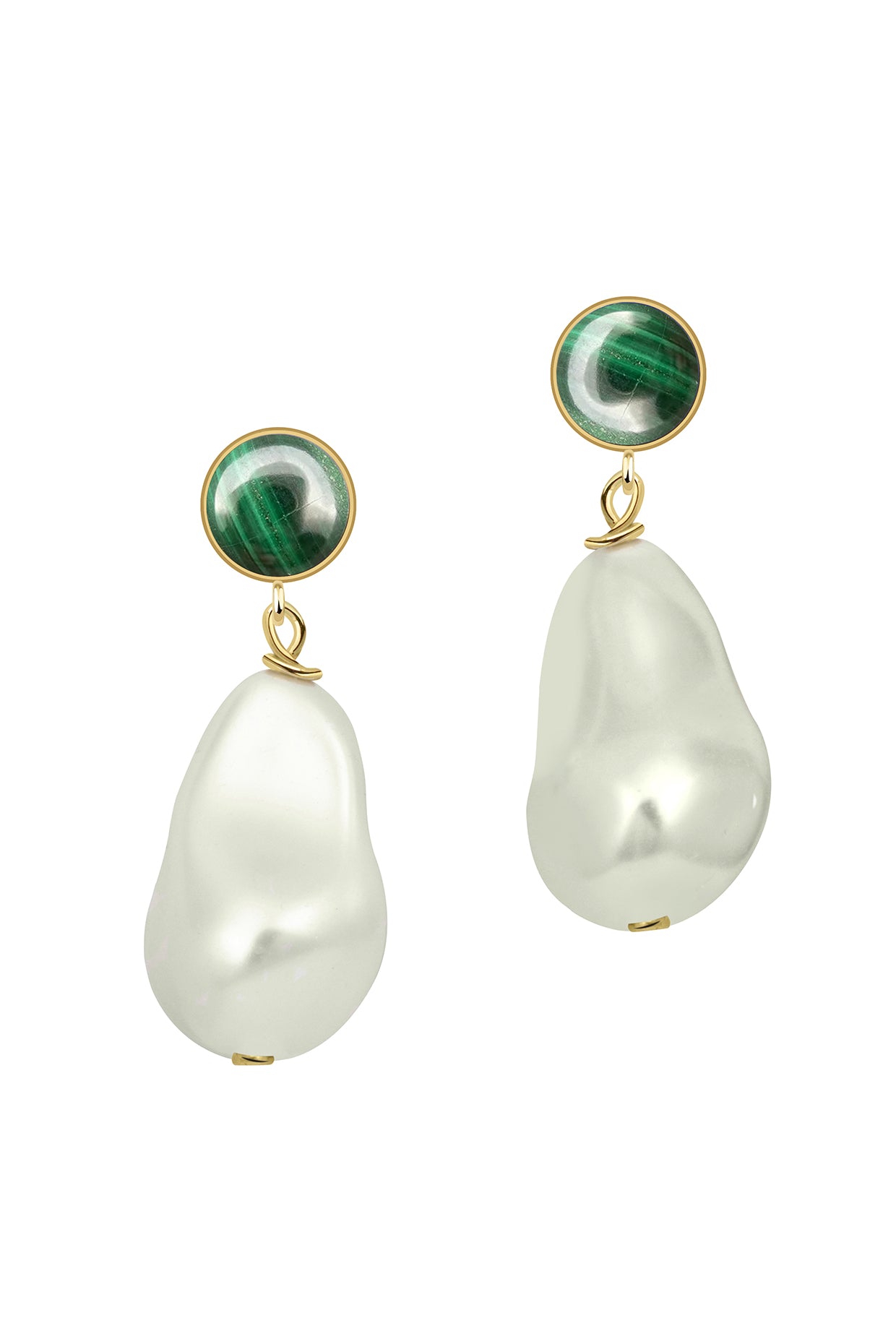 18Kt Gold Plated Baroque Pearl Drop (Malachite)