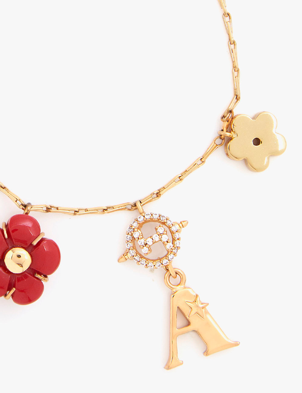 22kt Gold Plated Evil Eye and Floral Initial Bracelet