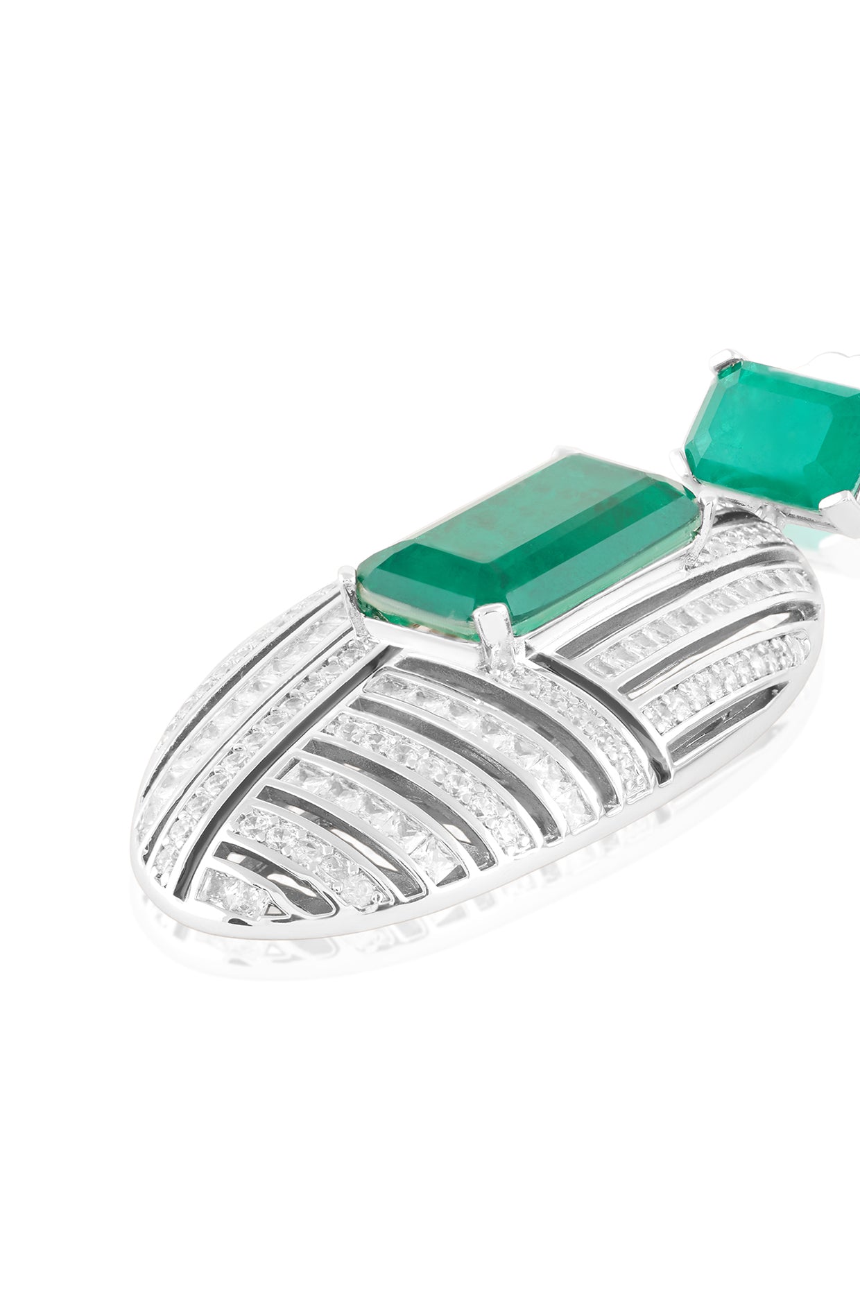 Bijou Statement Danglers In Rhodium Plated