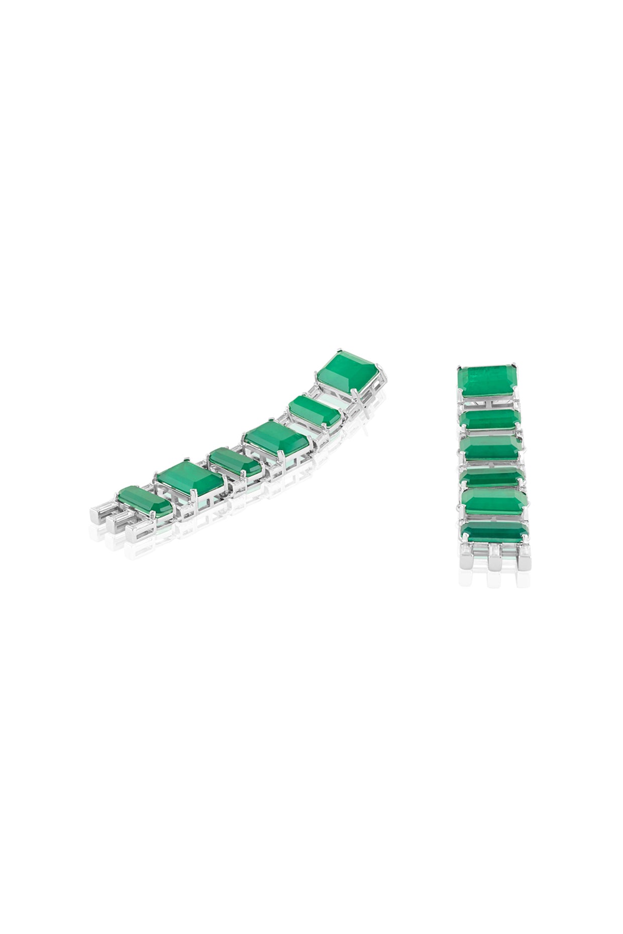 Lustra Emerald Hoops In Rhodium Plated