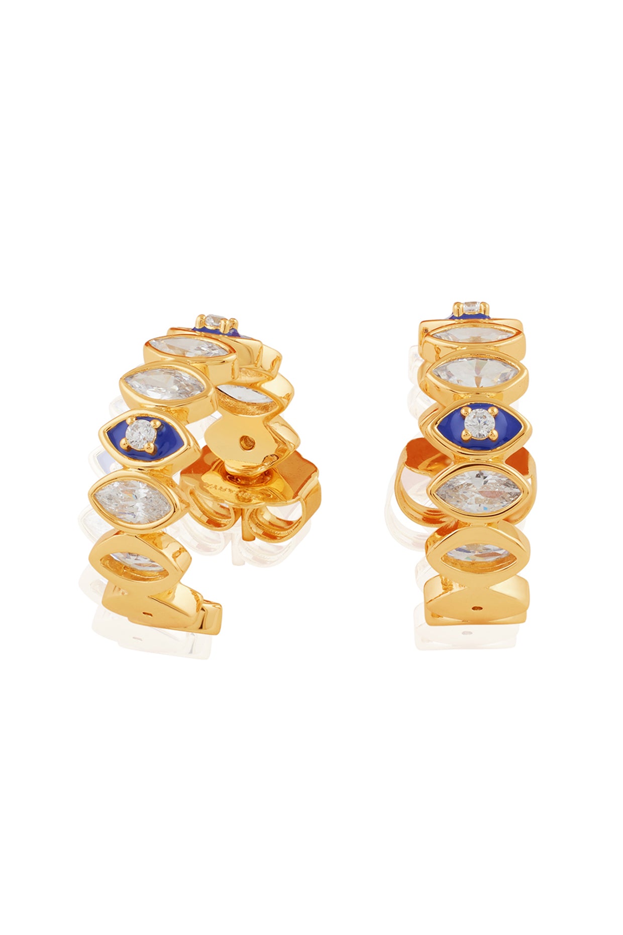 Divine Eye Halo Huggies In 18kt Gold Plated