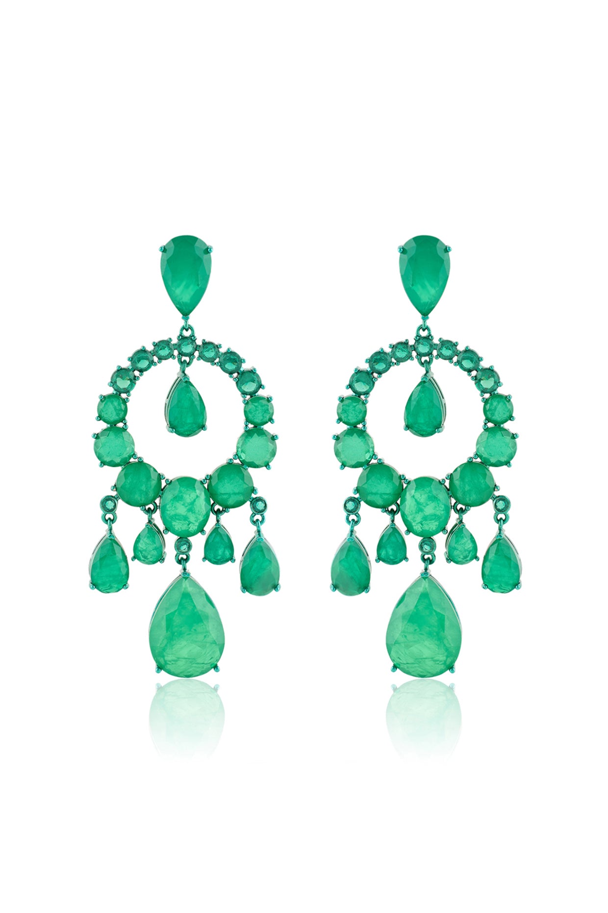 Emerald Elegance Moon Baalis In Rhodium Plating