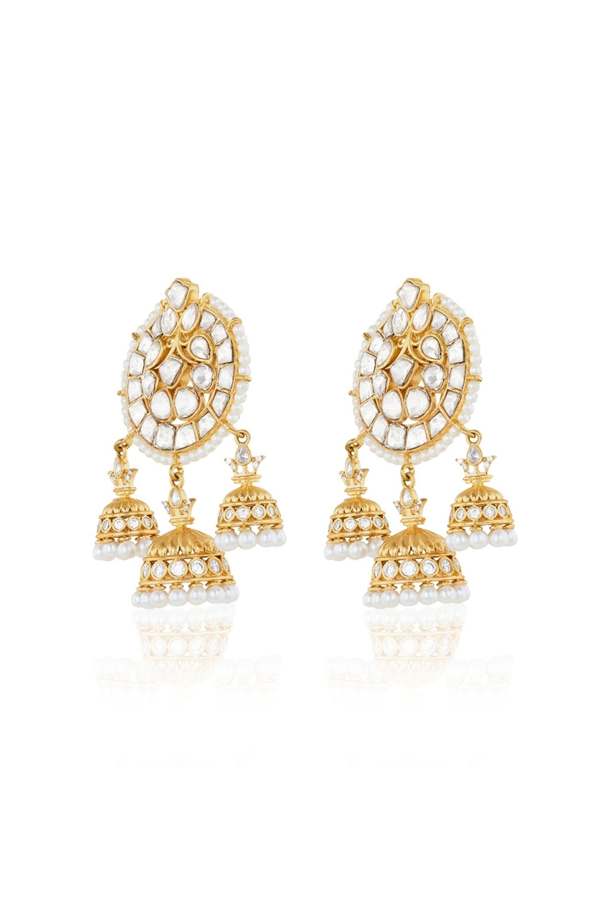 Polki Gilded Jhumka Earrings