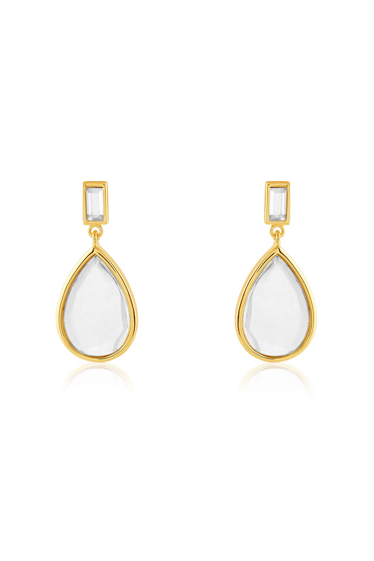Dew Drop Mirror Clip On Earring 18Kt Gold Plated