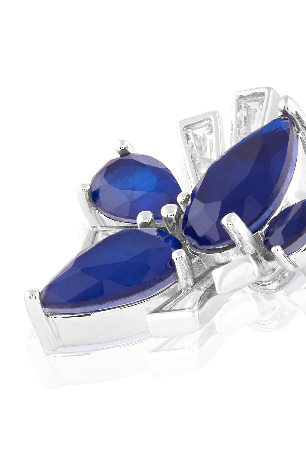 Octavia Sapphire Studs In Rhodium Plated