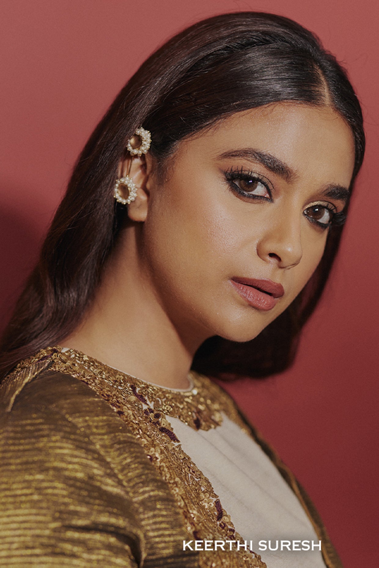 Pearl Bunch Ear Clip worn by Keerthy Suresh