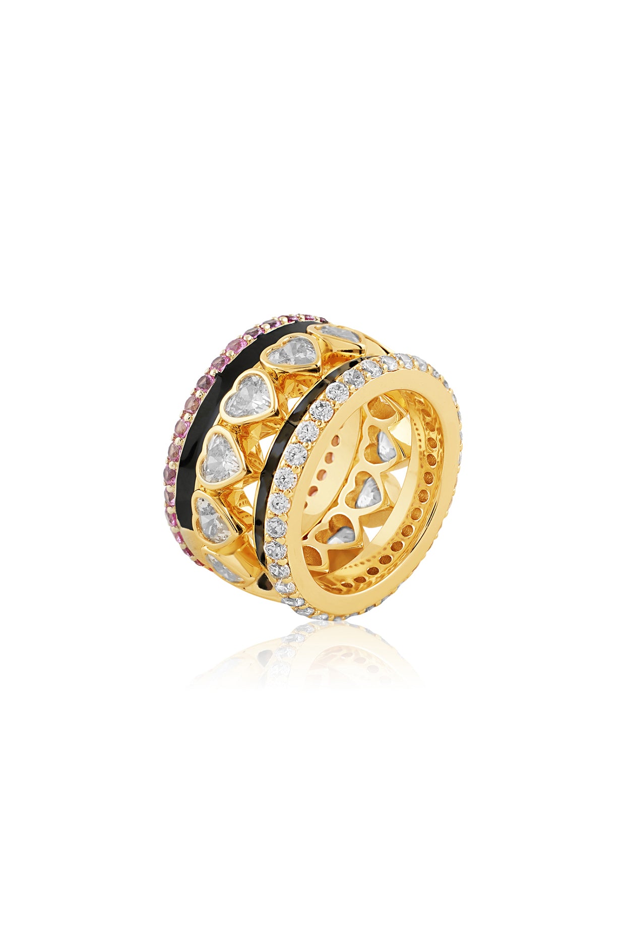 Divine Glint Statement Ring In 18kt Gold Plated