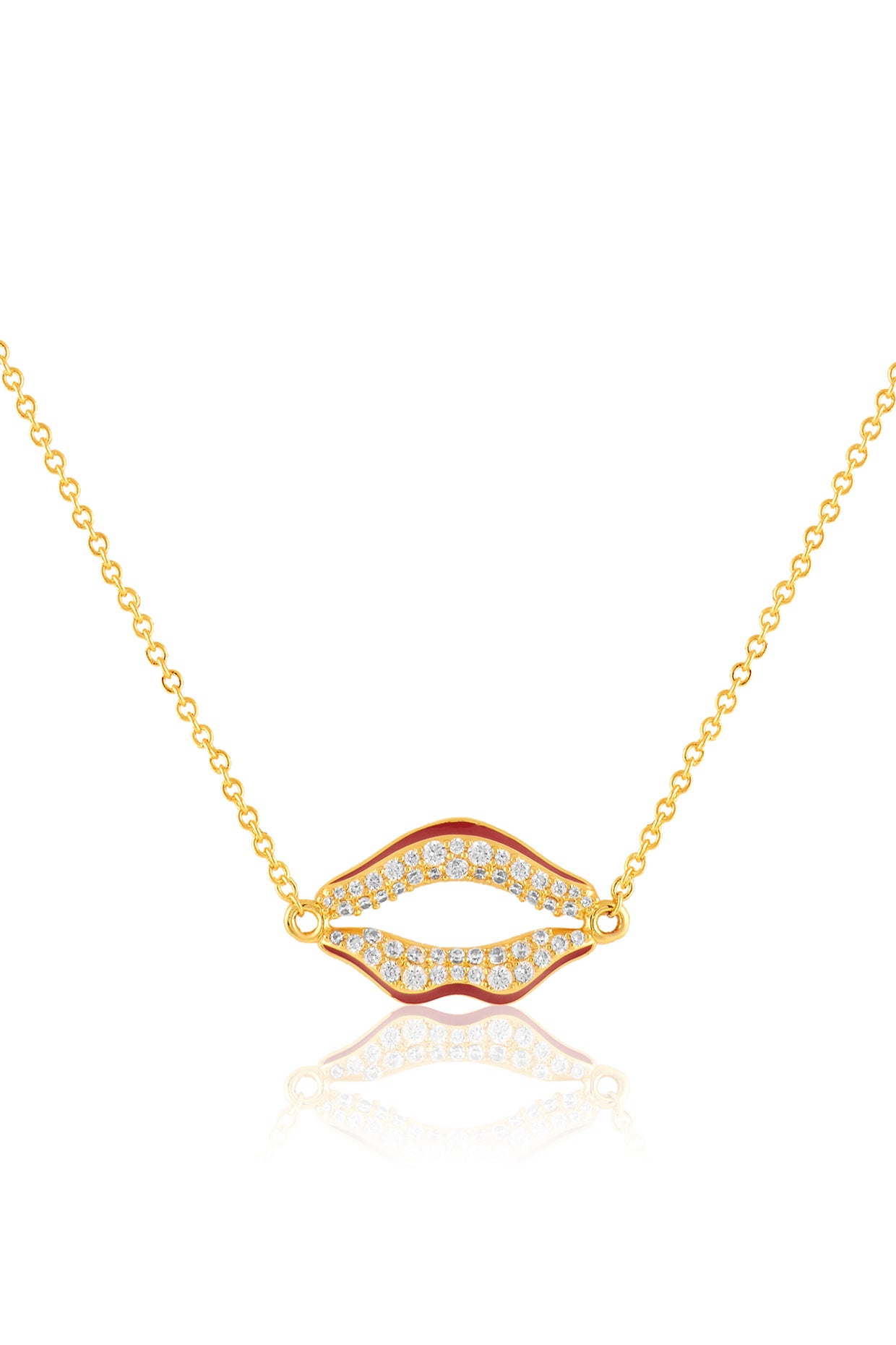 Skylaire Lip Pendant Necklace In 18Kt Gold Plated