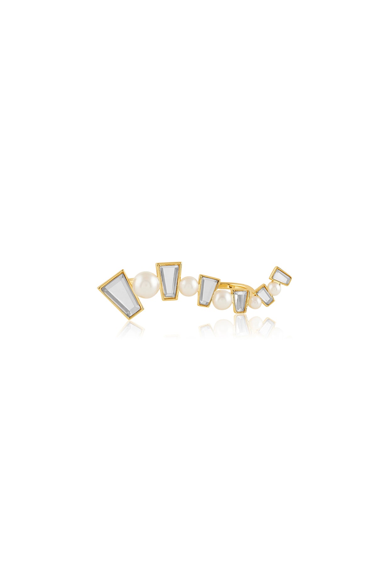 Bombay Deco Front Open Mirror Ring 18Kt Gold Plated