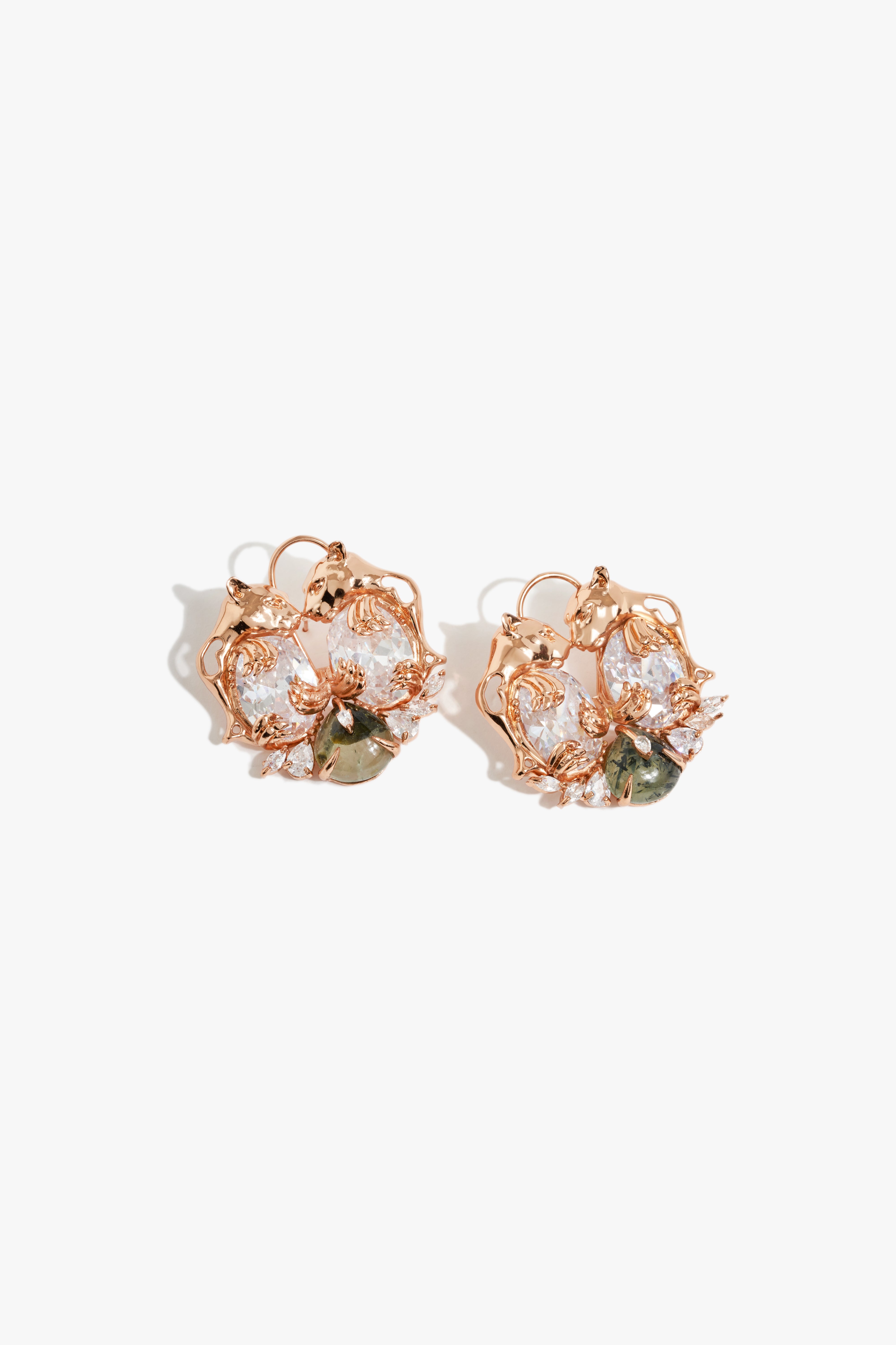Leopard Triumph Studs in Prehnite