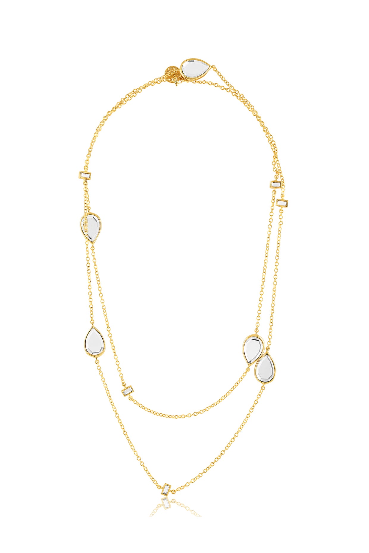 Dew Drop Mirro rLong Necklace 18Kt Gold Plated