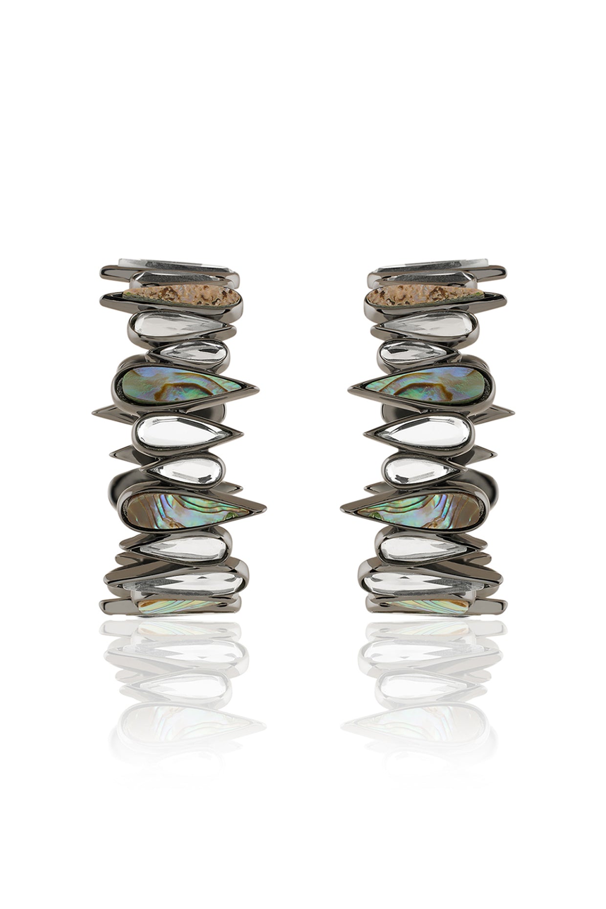 Demi Goddess Drop Mirror & Abalone Hoop Earrings