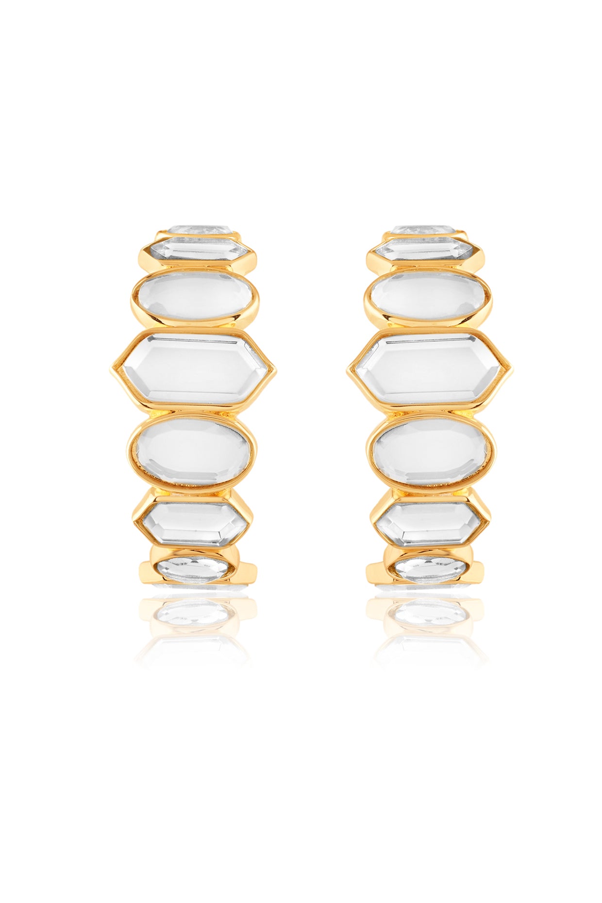 Mosaico Mirror Hoops In 18Kt Gold Plated