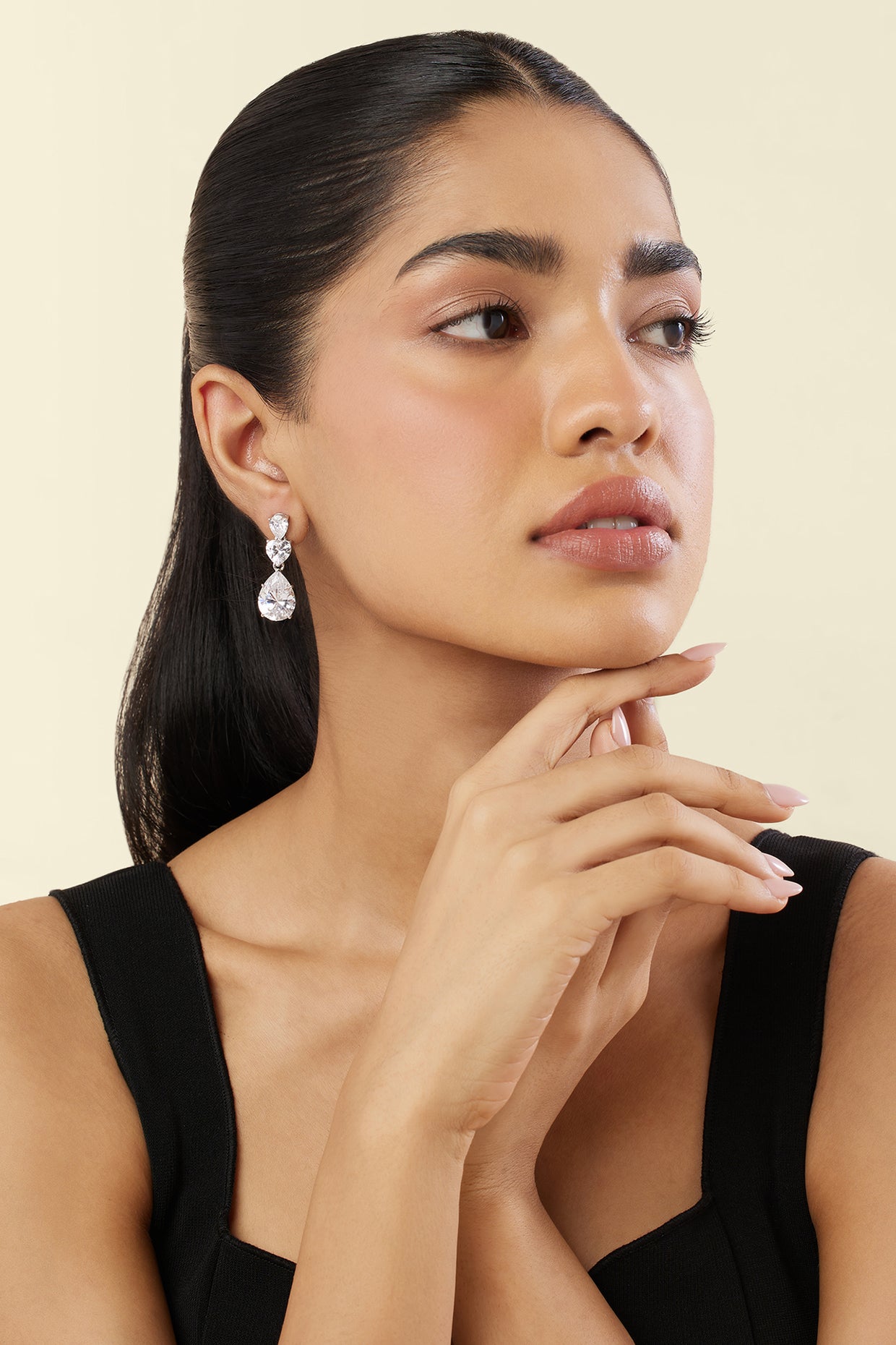 Silver Radiance Dangler Earrings In Rhodium Plating