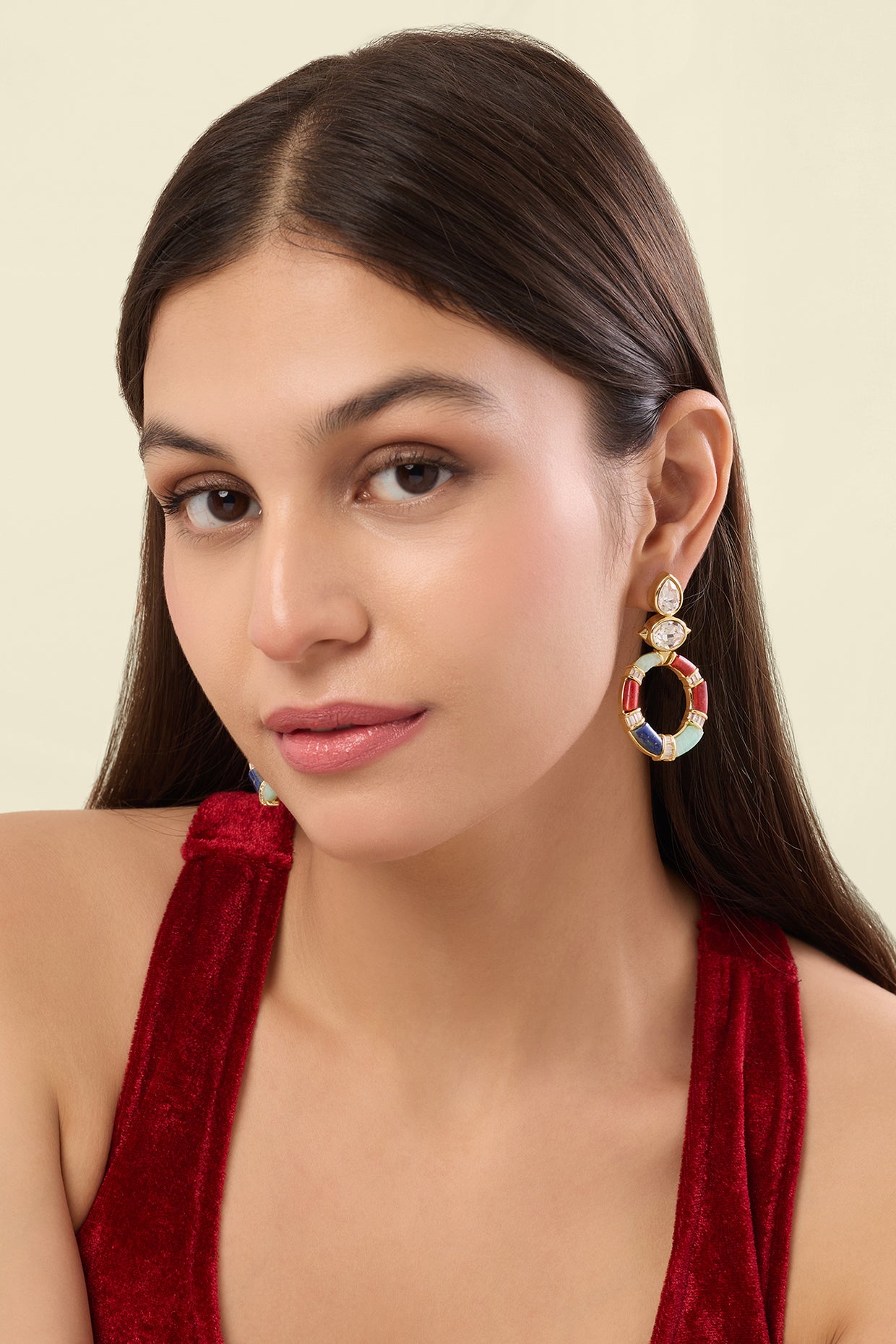 Vaedra Statement Danglers 18kt Gold Plated