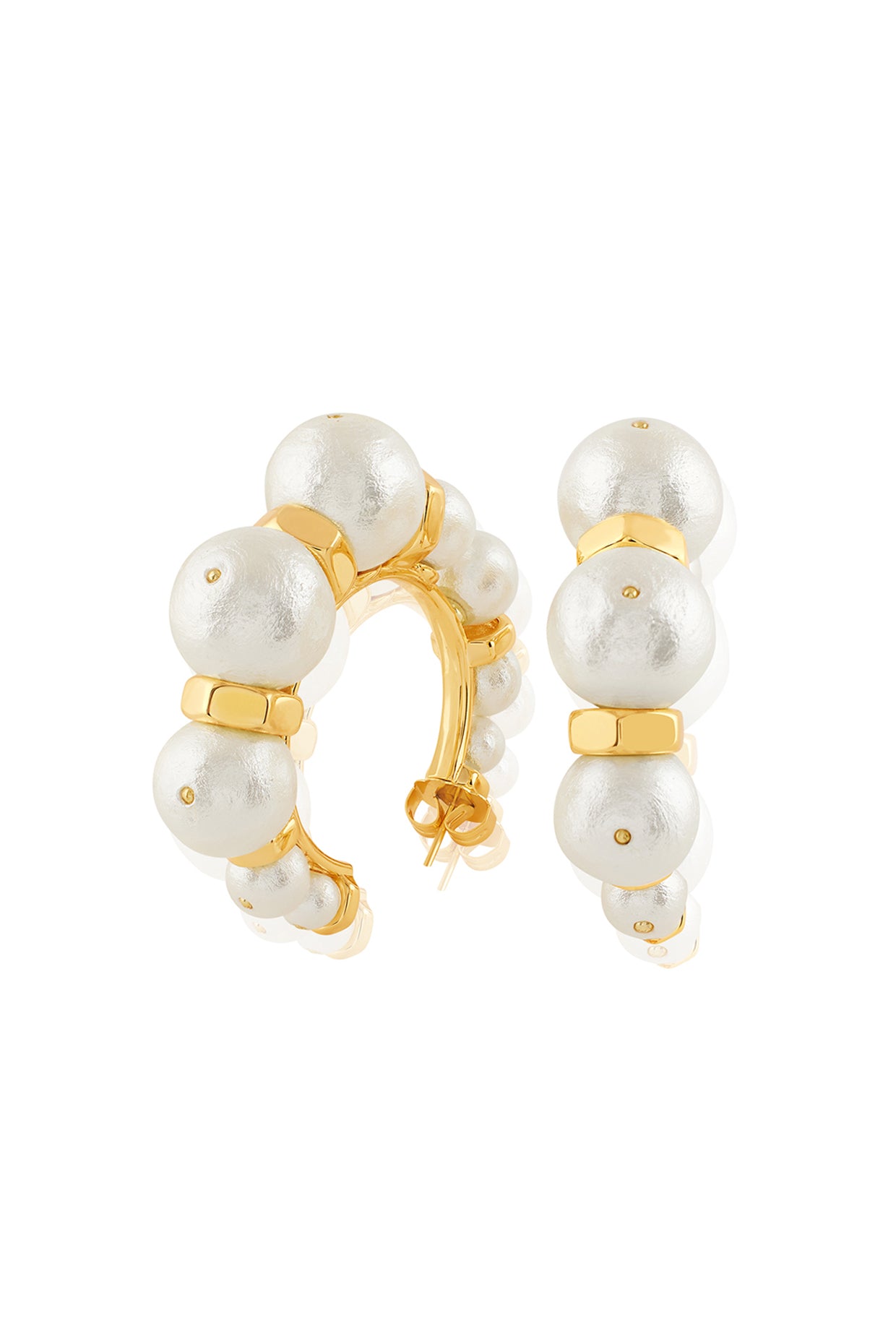 Gold Bolt and Pearl Hoop 18Kt Gold Plated