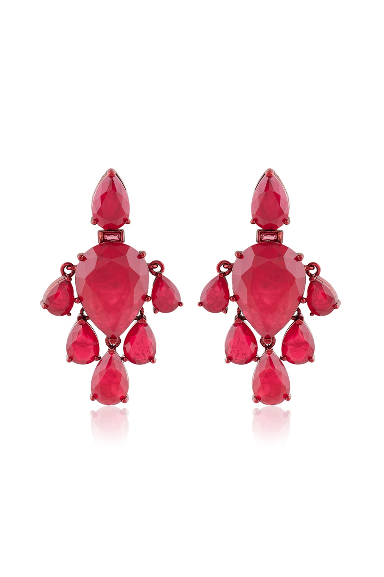Crimson Luxe Dangler Earrings In Rhodium Plating