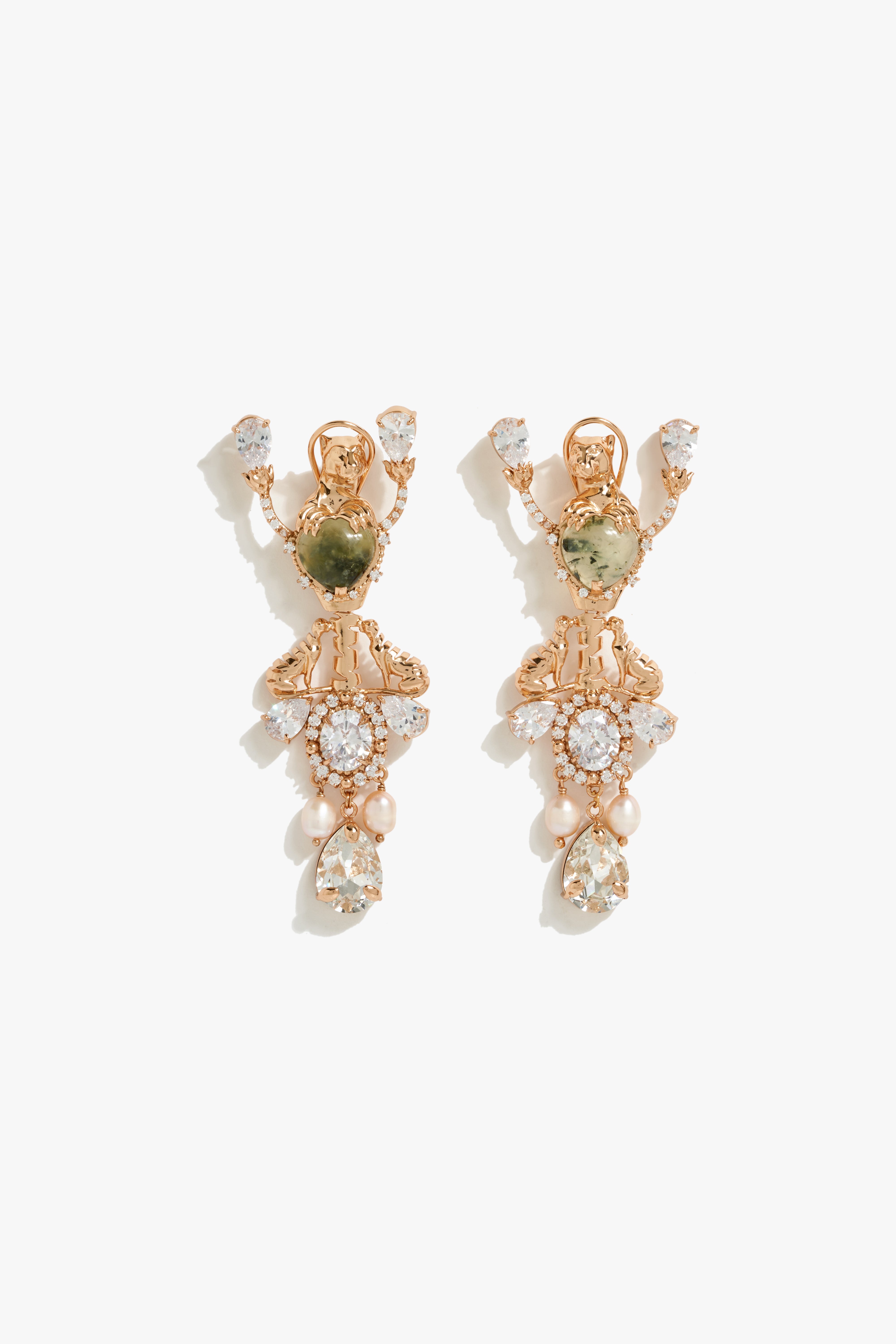 Trinity of Leopard Earrings in Prehnite