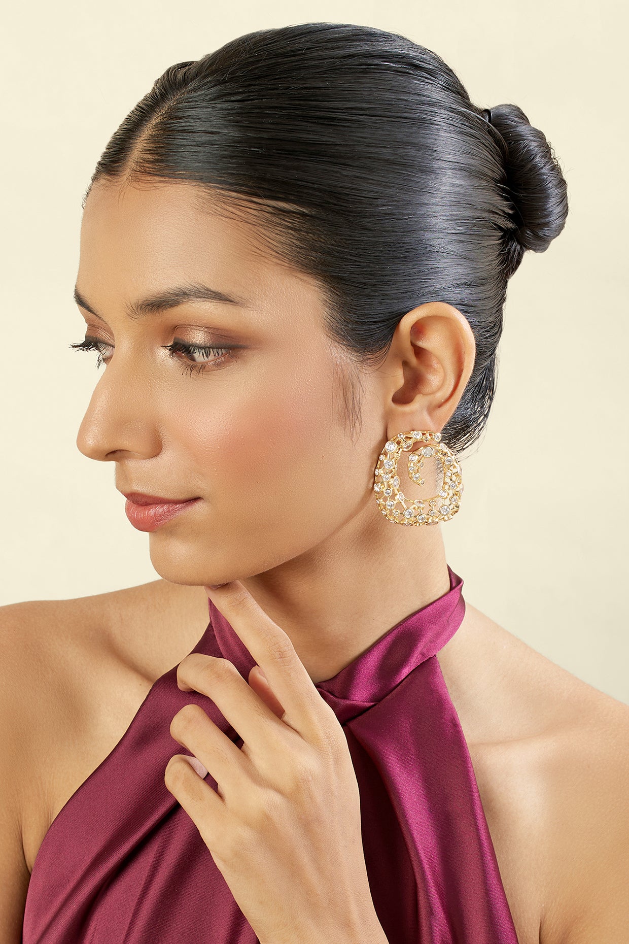 Barroco Statement Studs In 18Kt Gold Plated