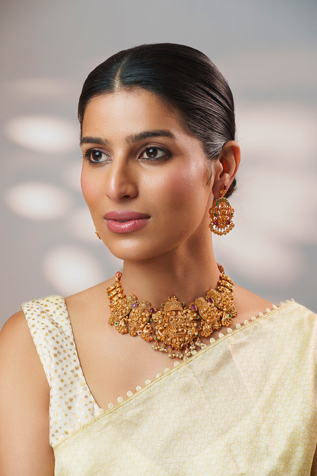 Shivaka Temple Kundan Necklace Set