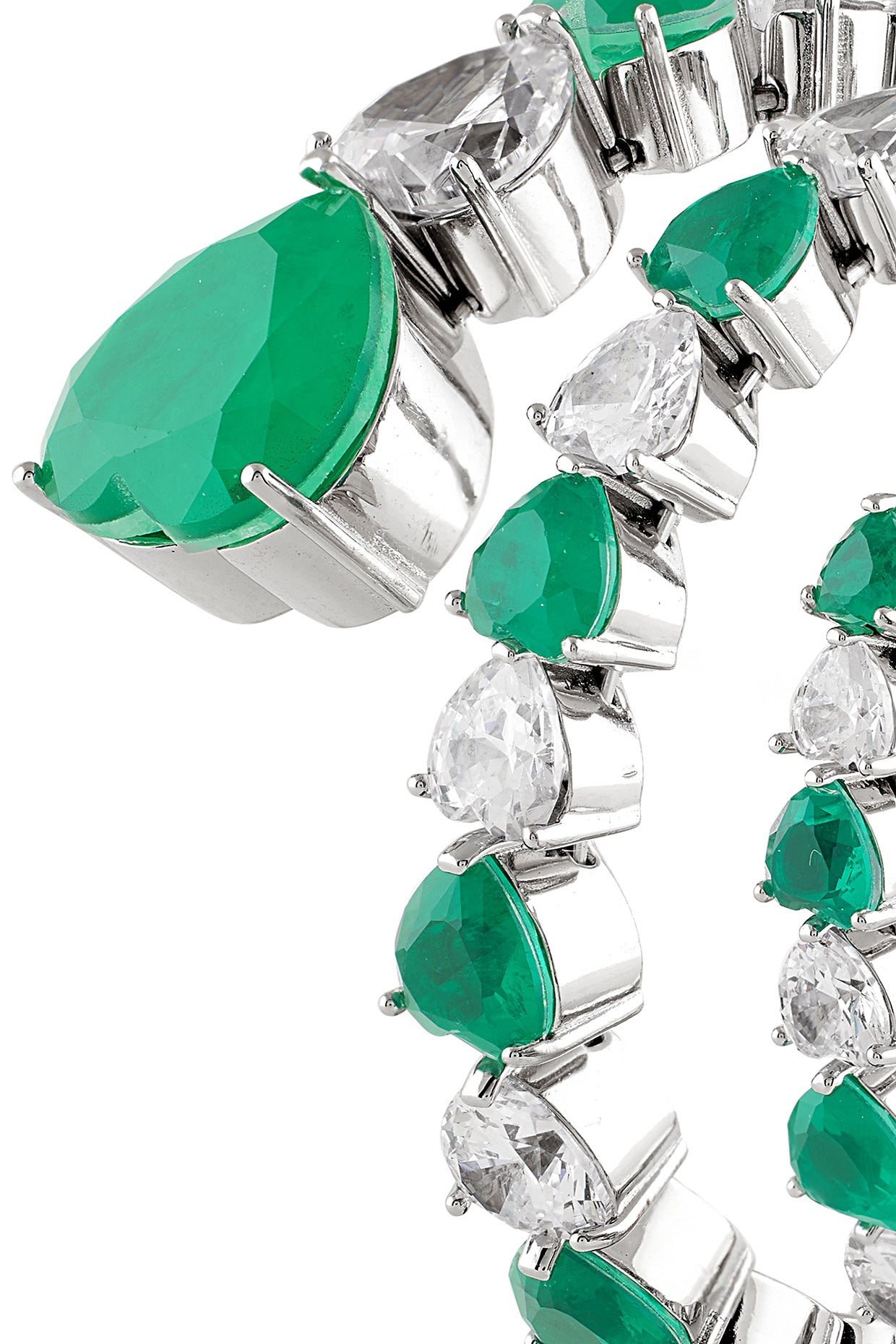 Emerald Enchantment Wrap Cuff In Rhodium Plating