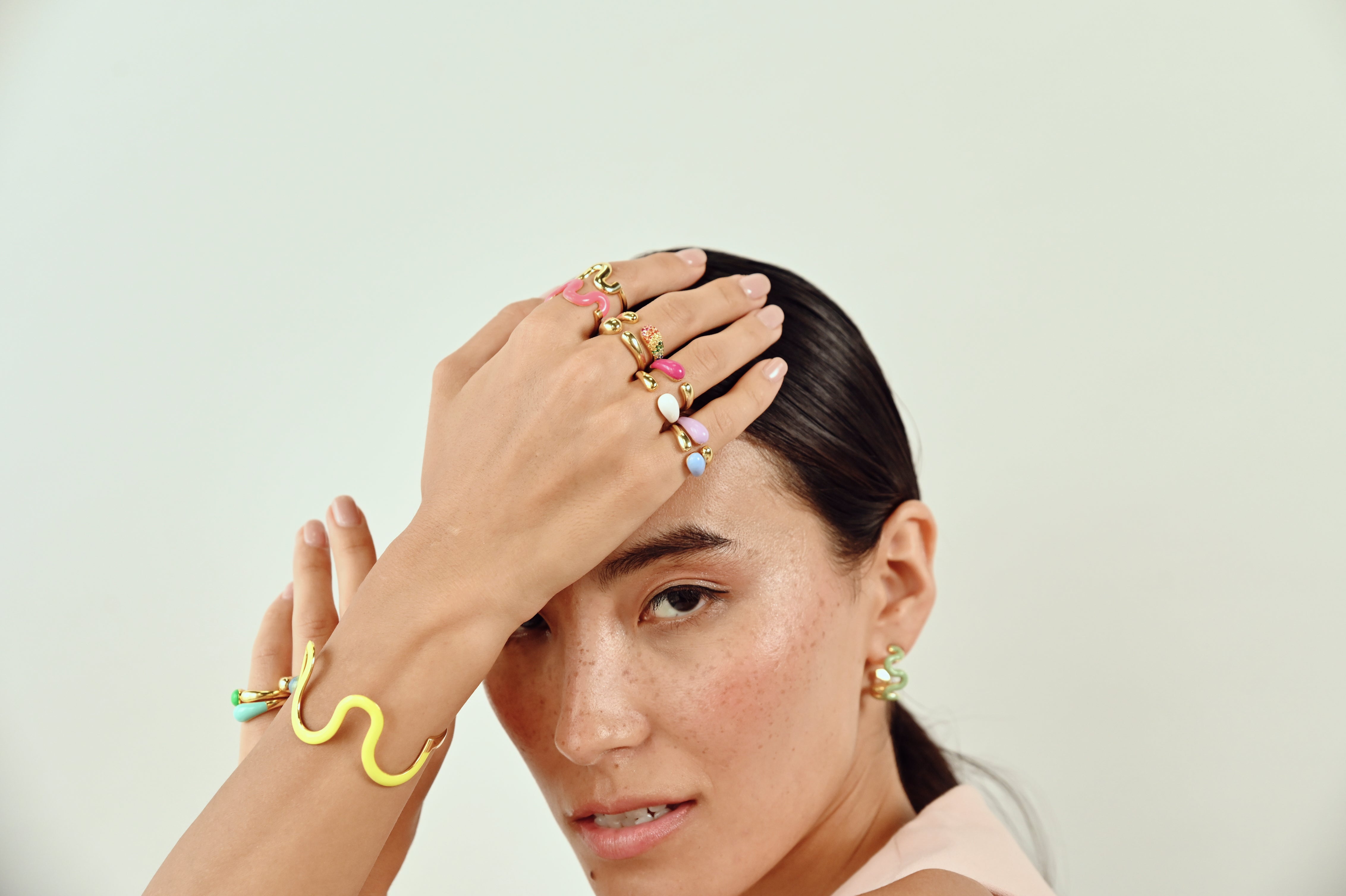 Gold & Hot Pink Glossed Ring