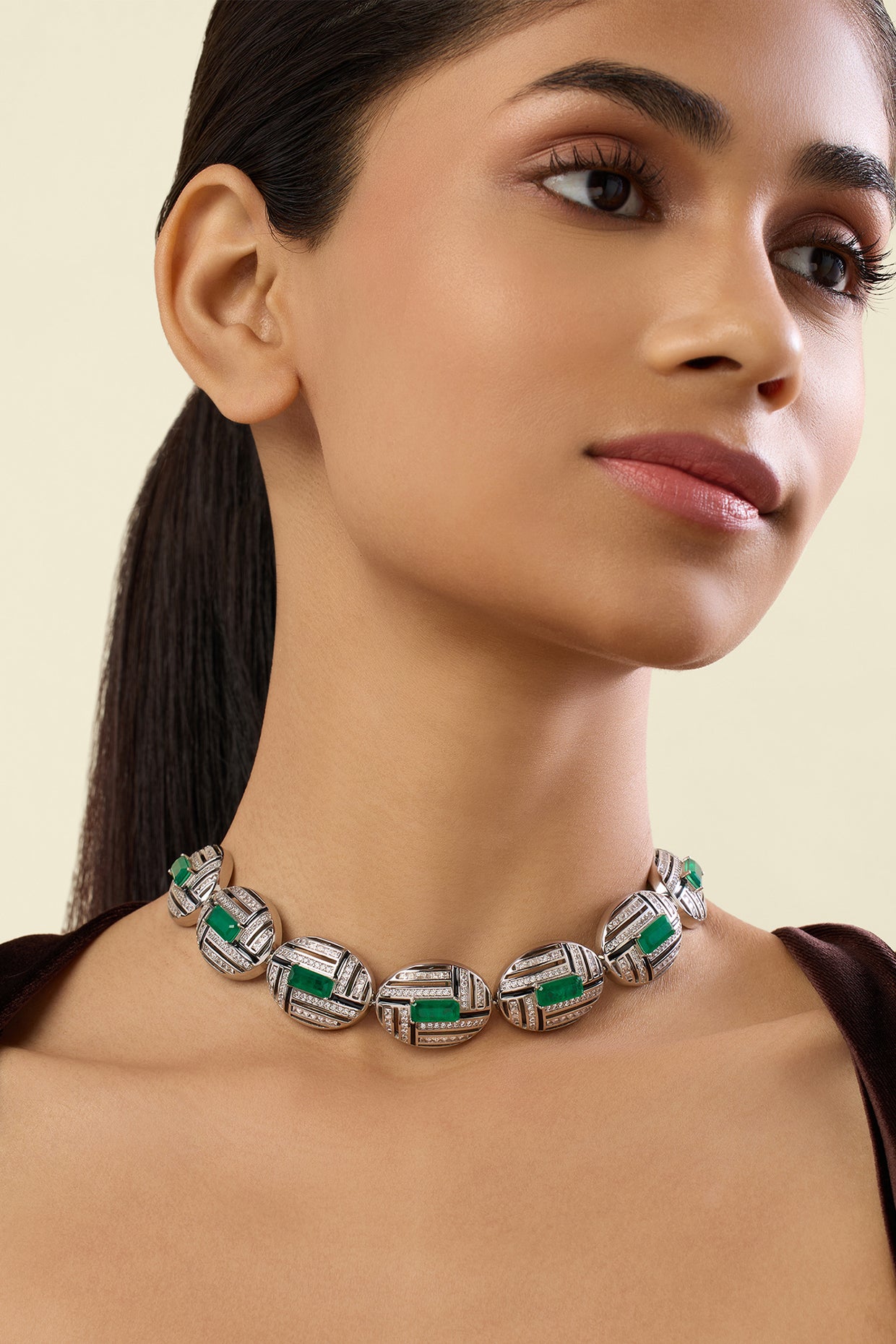 Odette Choker Necklace In Rhodium Plated