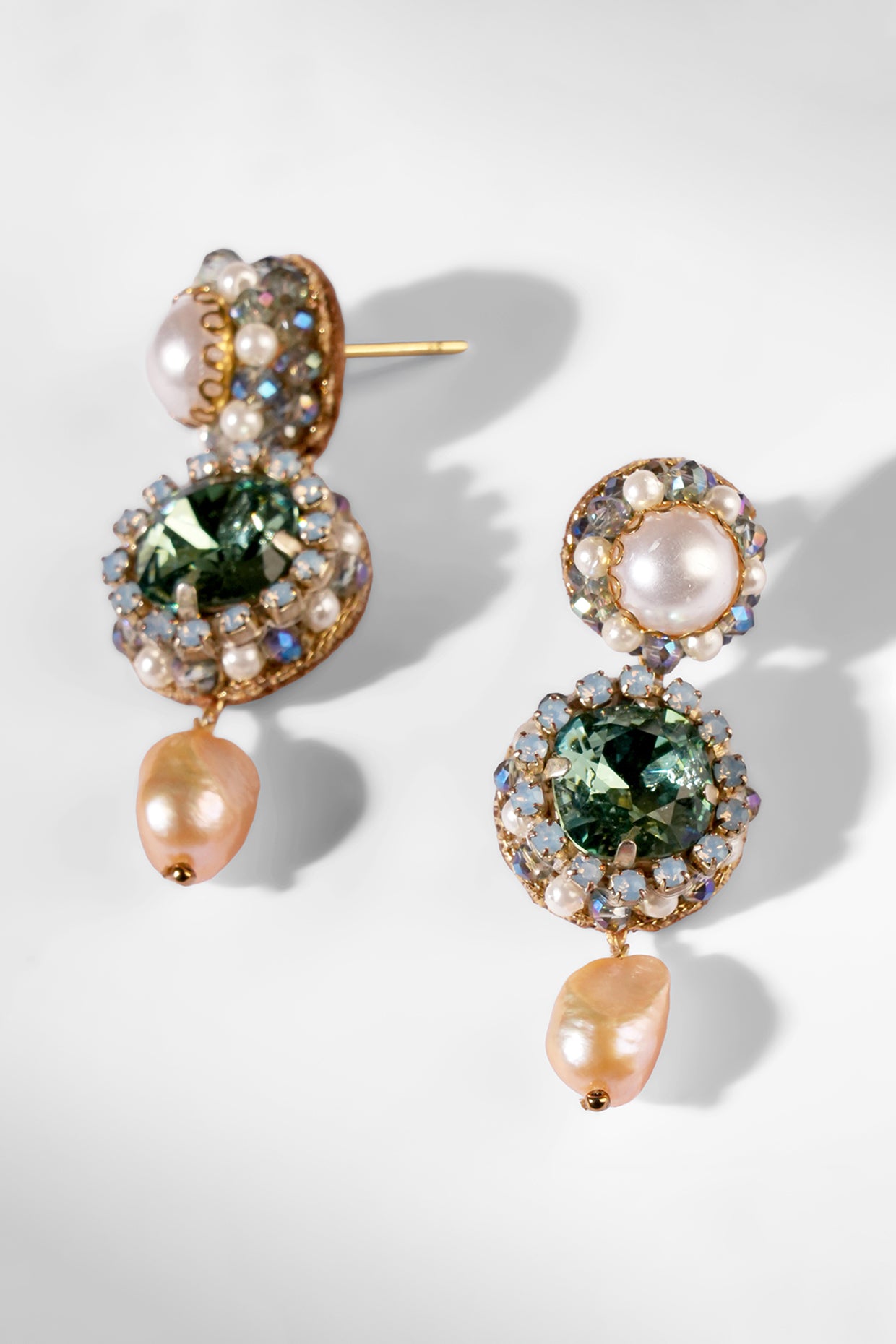 Green Mukta Earrings