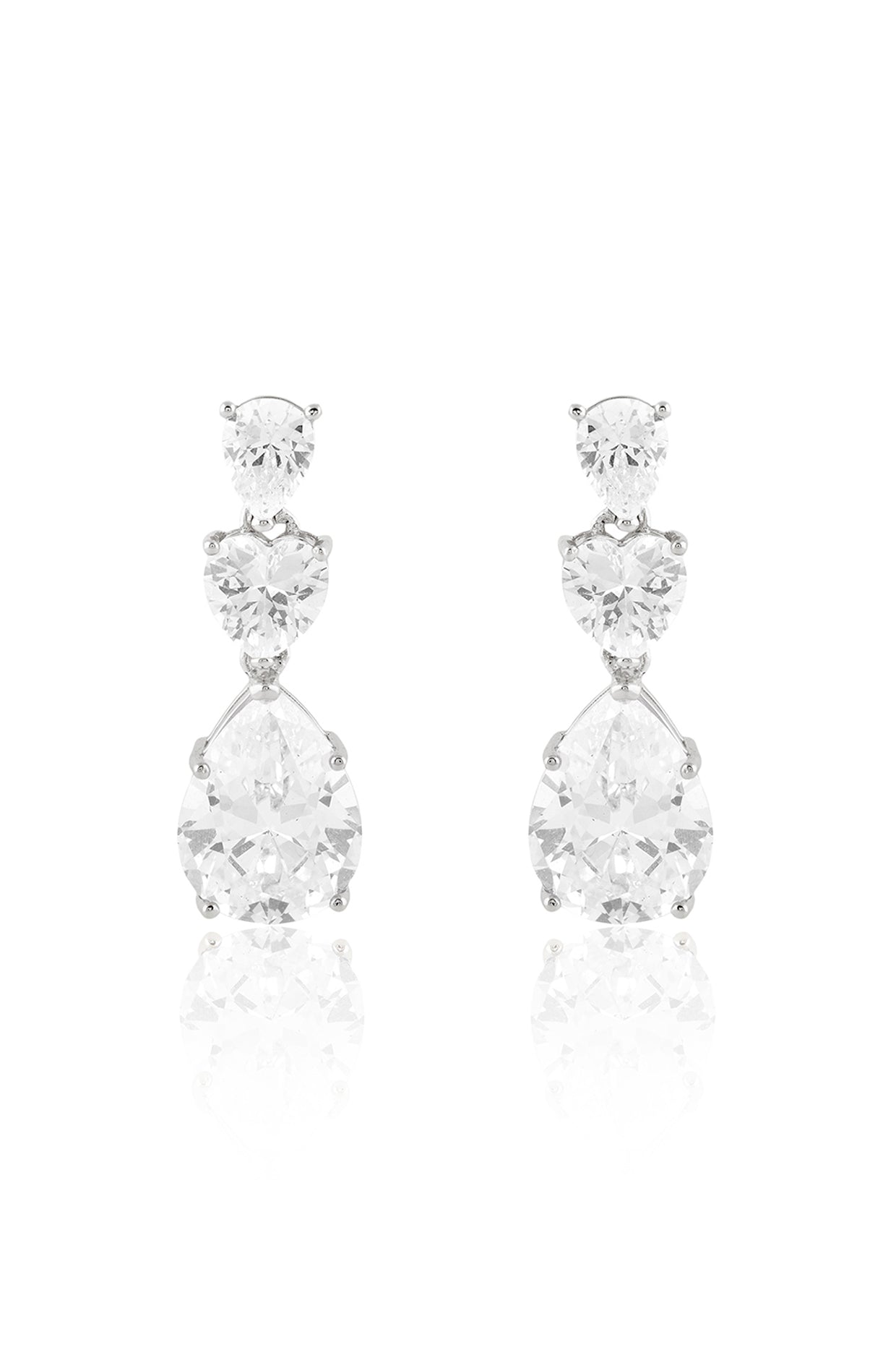 Silver Radiance Dangler Earrings In Rhodium Plating