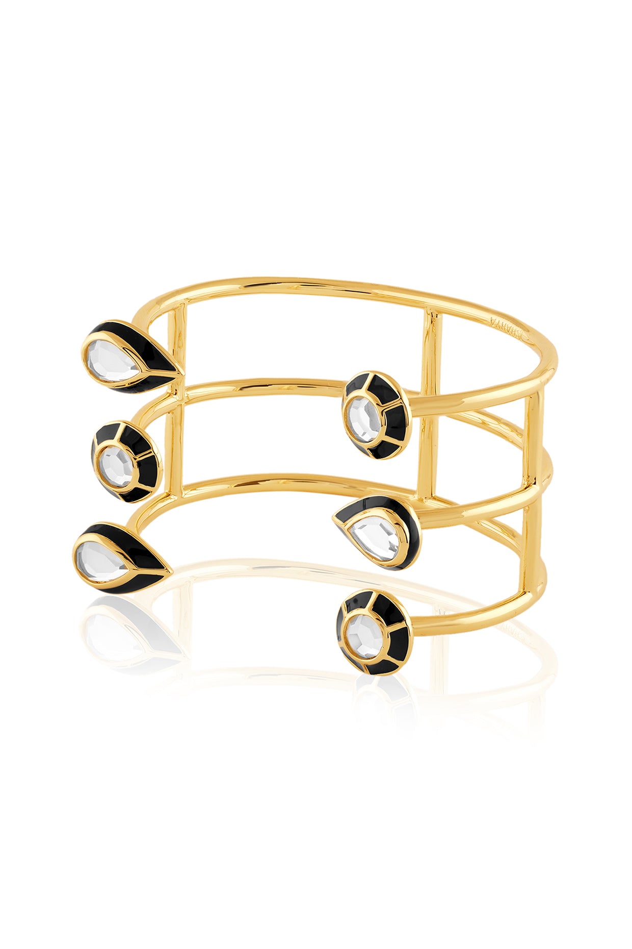 Ayaana Mirror Enamel Statement Cuff 18Kt Gold Plated