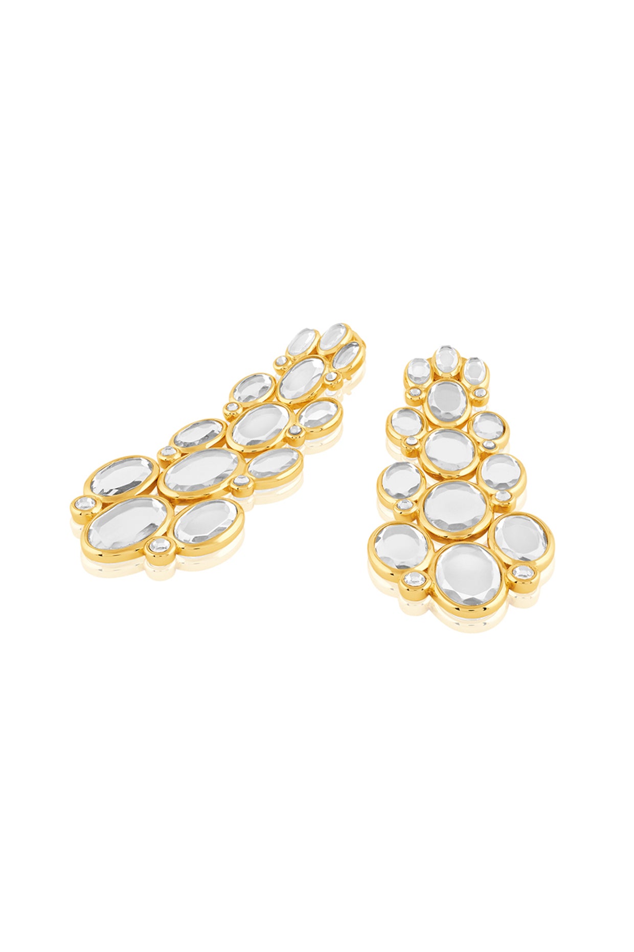 Limelight Oval Mirror Long Earrings 18Kt Gold Plated