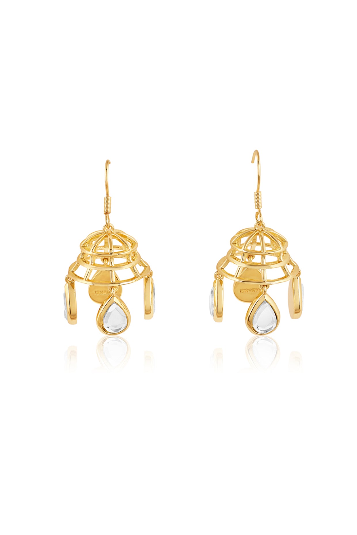Ayaana Bell Mirror Dangling Earrings 18Kt Gold Plated
