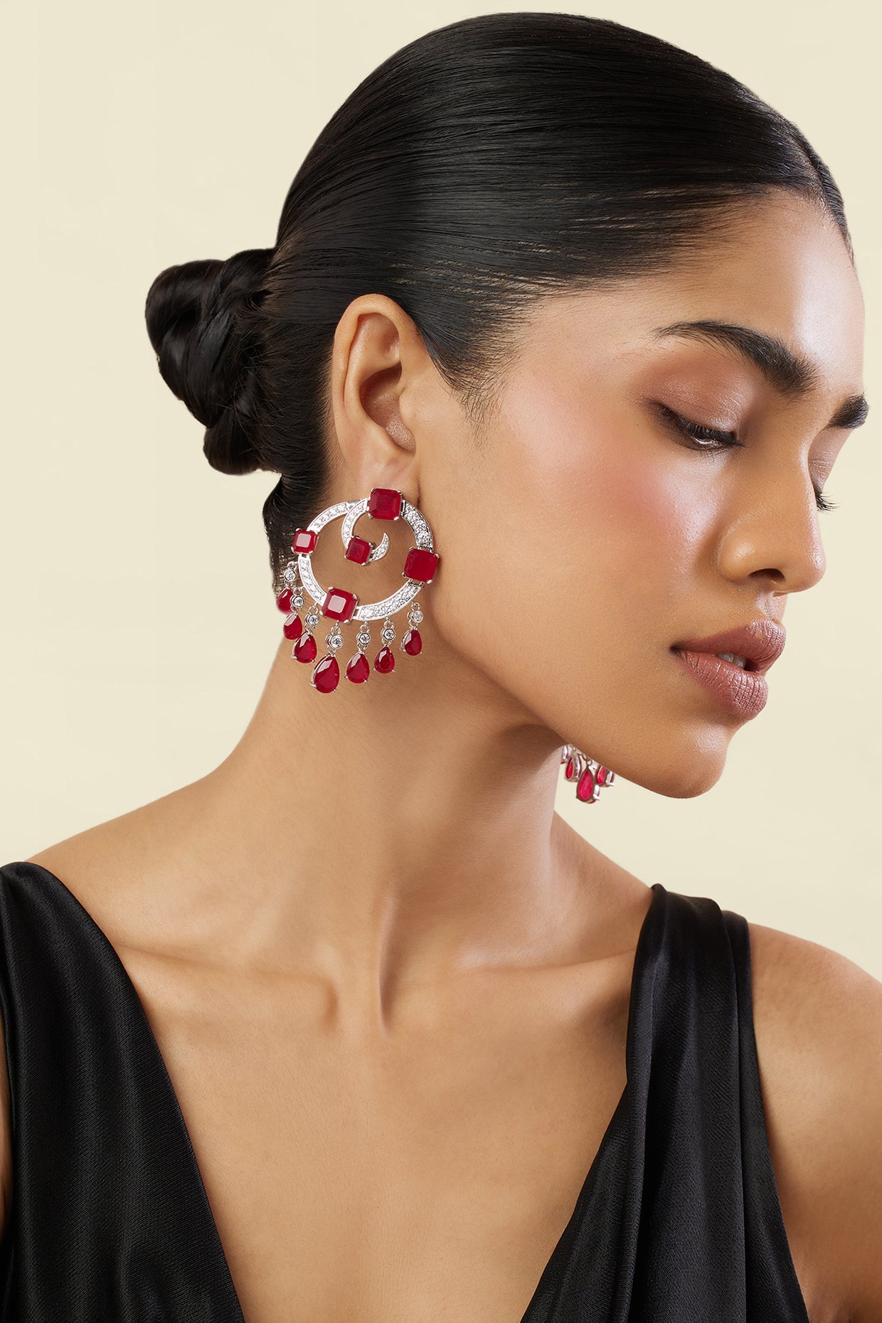 Ruby Moon Luxe Baalis In Rhodium Plating