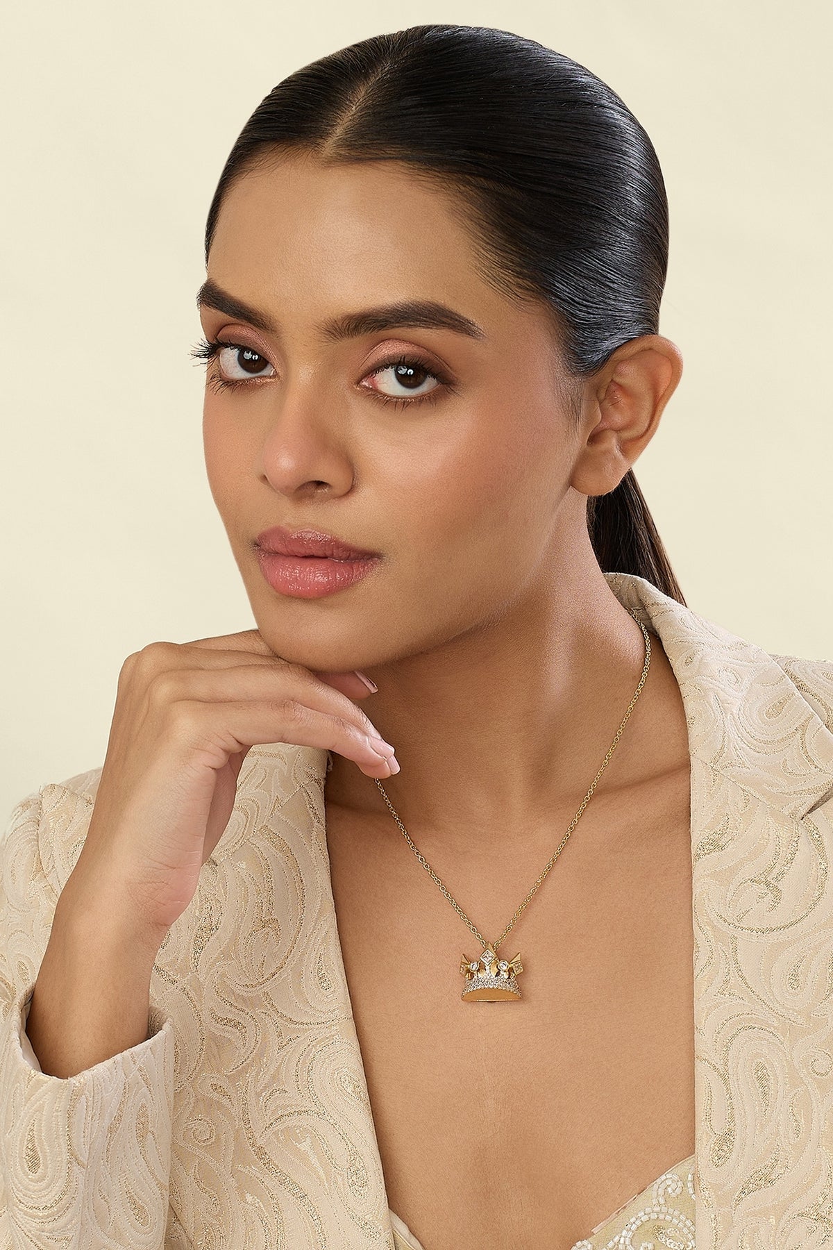 Polki Crown Heir Pendant Necklace